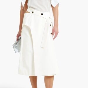 3.1 Phillip Lim Off-White Layered Cotton Midi Skirt